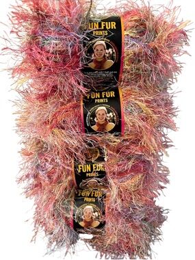 Lion brand Fun Fur Multi-Color Eyelash Yarn - Pink Mix x4 skeins 40g each